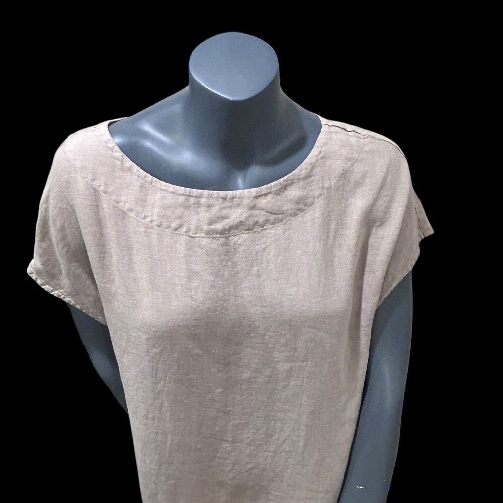 Bryn Walker Tapioca 100% Linen Tunic Style Top Lagenlook Size Small Sleeveless - Picture 6 of 10